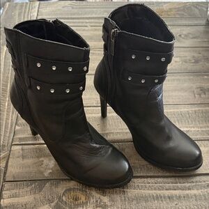 Harley-Davidson Black Heeled Boots with Stud Accents